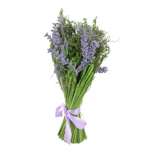 Northlight 14” Wisteria Flower and Mixed Plants Spring Artificial Floral Bundle - Purple/Green - 1 of 2