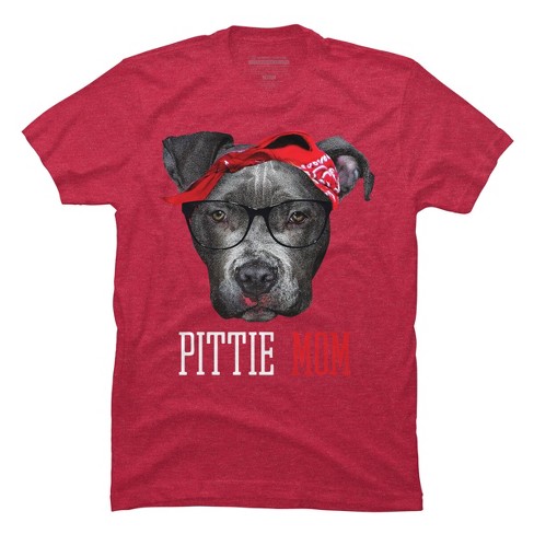 Men s Design By Humans Mother s Day Pittie Mom Pitbull Dog Lovers By dandingroz T Shirt Red Heather 2X Large