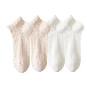 Anna-Kaci Women's 4-Pair Pack Breathable Lace Trim Ankle Socks with Open Knit Mesh Texture and Cotton Comfort - 1 of 4