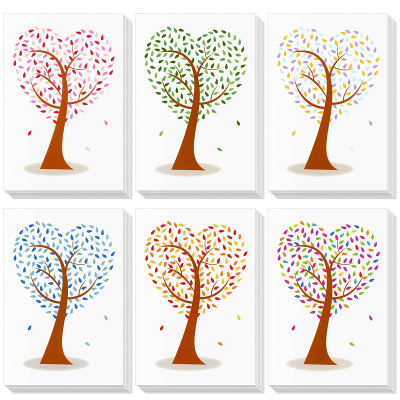 Best Paper Greetings 48 Pack Bulk All Occasion Greeting Note Cards with Envelopes Blank Inside, Heart Shaped Tree Design for Thank You, 4x6, 1 of 9