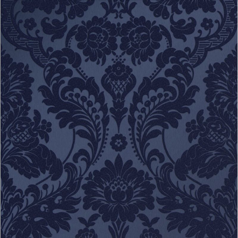 Gothic Damask Flock Cobalt Blue and Black Paste the Wall Wallpaper, 1 of 5