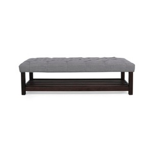 Christopher Knight Home Roseland Contemporary 60.25 " Button Tufted Bench with Shelf - 1 of 4