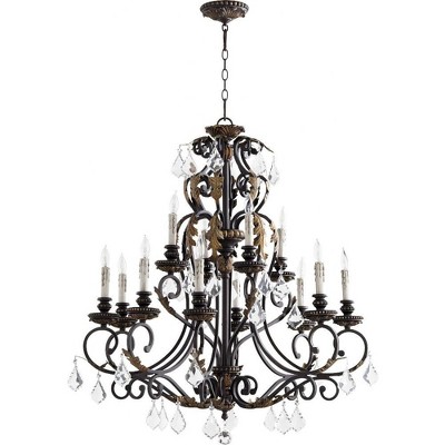 Quorum Lighting Rio Salado 12-Light Chandelier, Toasted Sienna/Mystic Silver, 34W, 12 Bulbs, 38.5H