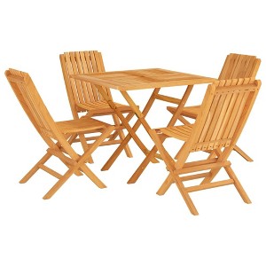 vidaXL Garden Dining Set Natural Teak Solid Teak Wood Standard Foldable - 1 of 4