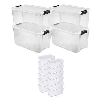 Sterilite 30 Quart Clear Plastic Stackable Storage Bin w/White Lid & Black  Latch, 6pk - Kroger