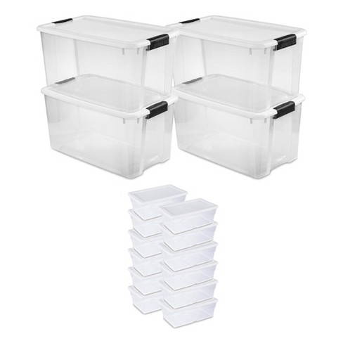 Sterilite 6 Qt. Clear Plastic Storage Box with White Lid 