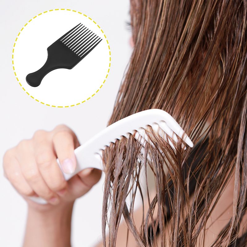 Unique Bargains Afro Hair Pick Comb Hair Comb Hairdressing Styling Tool for Curly Hair for Men Women Black 3 Pcs, 4 of 5