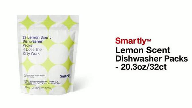 Lemon Scent Dishwasher Packs - 20.3oz/32ct - Smartly&#8482;, 2 of 5, play video