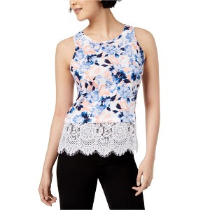 maison Jules Womens Lace Trim Floral Tank Top - 1 of 1