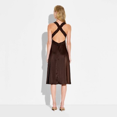 Женские платья Wild Fable Women's Satin Lingerie Low Back Midi Dress - Wild Fable™ Brown XS — фото 3