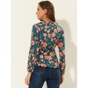INSPIRE CHIC Women's Floral Print V Neck Tie Waist Ruffle Neck Chiffon Wrap Shirt - 3 of 4