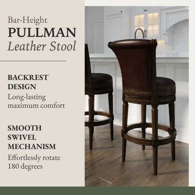 Pullman Dark Walnut 31" Swivel Bar Stool with Vegan Leather