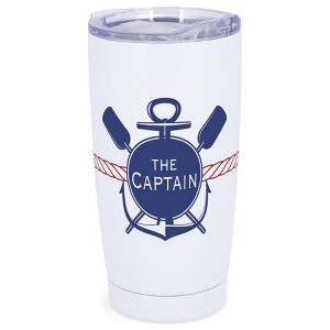 Elanze Designs 20 oz Stainless Steel On the Go Insulated Travel Tumbler With Push Top Lid, The Captain Boat Anchor White - 1 of 4