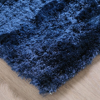 Indochine Dark Blue Hand-Tufted Shag Area Rug