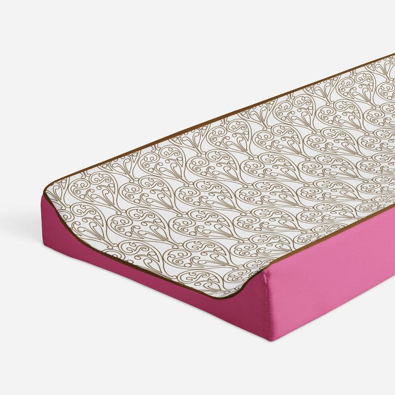 Bacati - Damask Pink/Choco Changing Pad Cover, 1 of 10