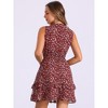 Allegra K Women's Regular Fit Floral A-line Smocked Waist Tiered Ruffled Chiffon Mini Dress - 4 of 4