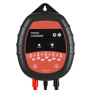 VEVOR Electric Fence Charger, 10kV 1J, AC DC Electric Fence Energizer with Indicator, 1.86 Miles Range, Powerful Plug-in Fences Charger, Black&Orange - 1 of 4