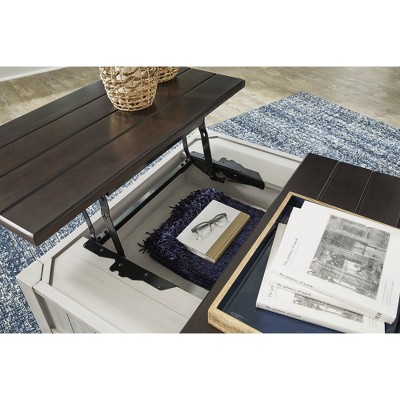 Square Brown and Gray Wood Lift-Top Coffee Table with Storage