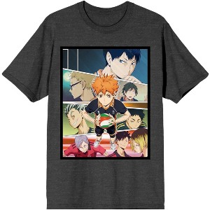 Haikyu Anime Shōyō Hinata, Karasuno Team, Fukurōdani Team, & Nekoma Team Men's Charcoal Heather Tee - 1 of 3