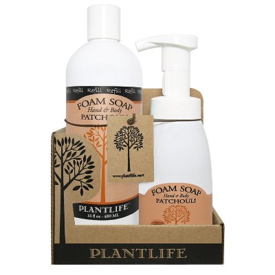 Plantlife Patchouli Foam Soap Value Set – Gentle, Moisturizing, Plant-Based for All Skin Types – Hand & Body Wash – 8.5-16oz
