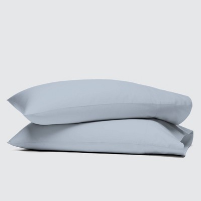 Light Blue Cotton Standard Pillowcase Set with Sateen Weave