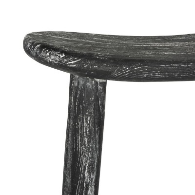 Transitional Black Wood Saddle Bar Stool, 18" W x 31" H