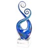 HomeRoots 12" Blue and Green Murano Glass Modern Abstract Tabletop Sculpture - 4 of 4