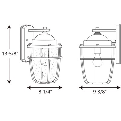 Black Aluminum Outdoor Wall Lantern with Clear Seeded Glass
