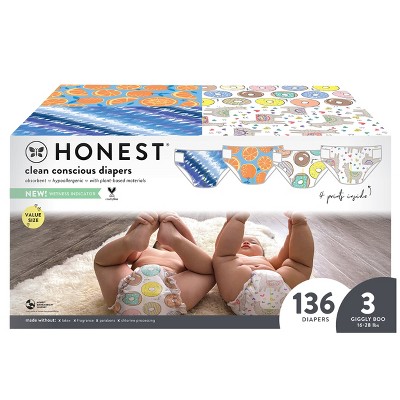 The Honest Company Disposable Diapers Four Print - Size 3 - 136ct