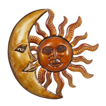 20" x 21" Rustic Metal Sun and Moon Wall Décor Red - Olivia & May
