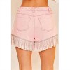 Women's Frayed Rhinestone Denim Shorts - Main Strip - 3 of 4