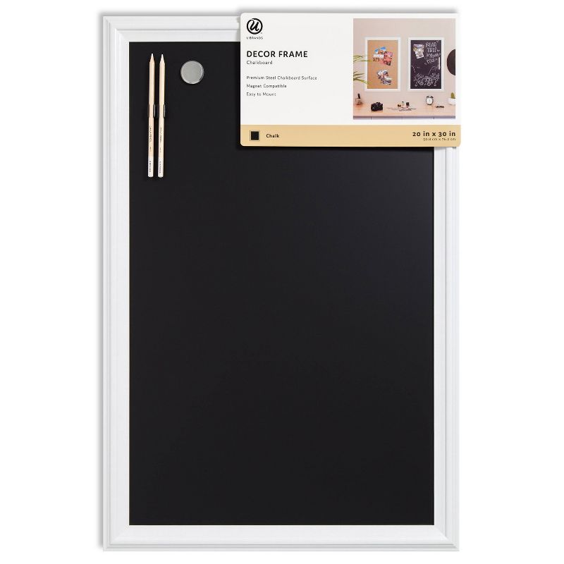 U Brands 20x30 Wide Decor Frame Magnetic Chalkboard - White, 1 of 10