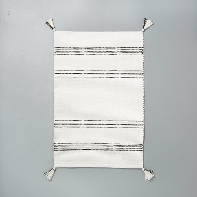 Tonal Stripes Bath Rug Sour Cream/Railroad Gray - Hearth & Hand™ with Magnolia