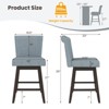 Costway 27" Swivel Bar Stools Set of 2/4 with Rubber Wood Legs Upholstered Linen Bar Chairs Beige/Gray - 3 of 4