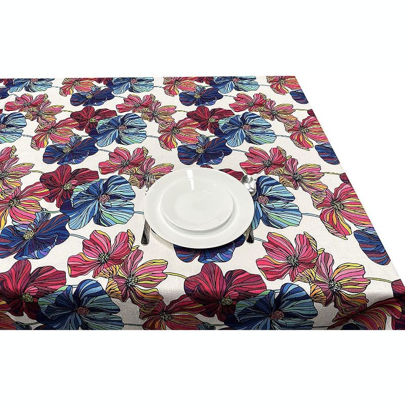 KOVOT Tablecloth Floral 60" x 84" Table Cover for Indoor or Outdoor Summer Spring Fall Flower Design Rectangle Oblong Tablecloth - Purple/Blue, 4 of 6