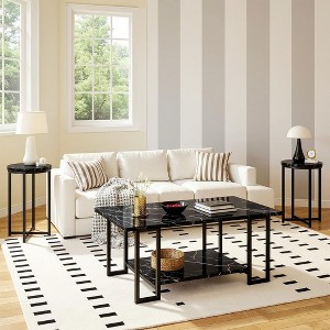 Hooseng 3 PCS Coffee Table Set Rectangle Coffee Table and 2 PCS Round End Tables Metal Frame and Particle Board Tabletop - 1 of 4
