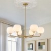 LLHZSY 35 2/5" Milky White Glass Globes Chandelier 6-Light Iron & Glass Fixture, Adjustable-Gold - 2 of 4