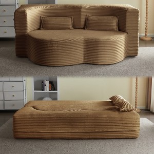 78" Folding Sofa Bed, No Assembly Plush Corduroy Couch with 2 Free Pillows for Living Room - 1 of 4
