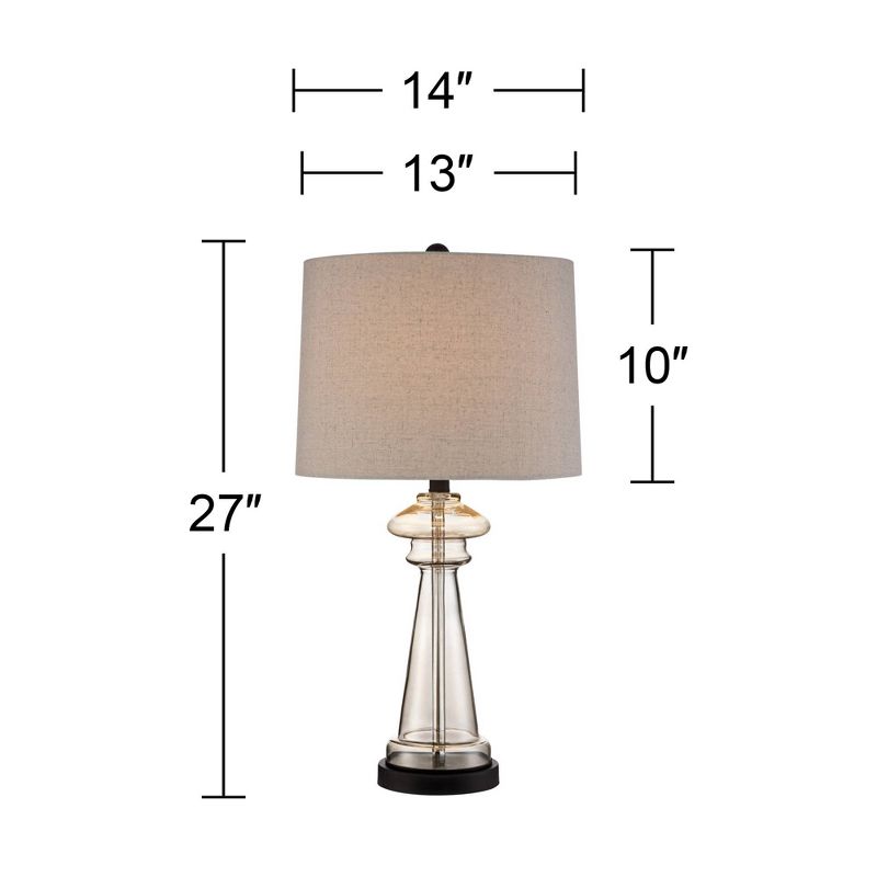 360 Lighting Dalia 27" Tall Traditional Table Lamp Champagne Glass Single Living Room Bedroom Bedside Nightstand House Office Home Reading Kitchen, 4 of 9