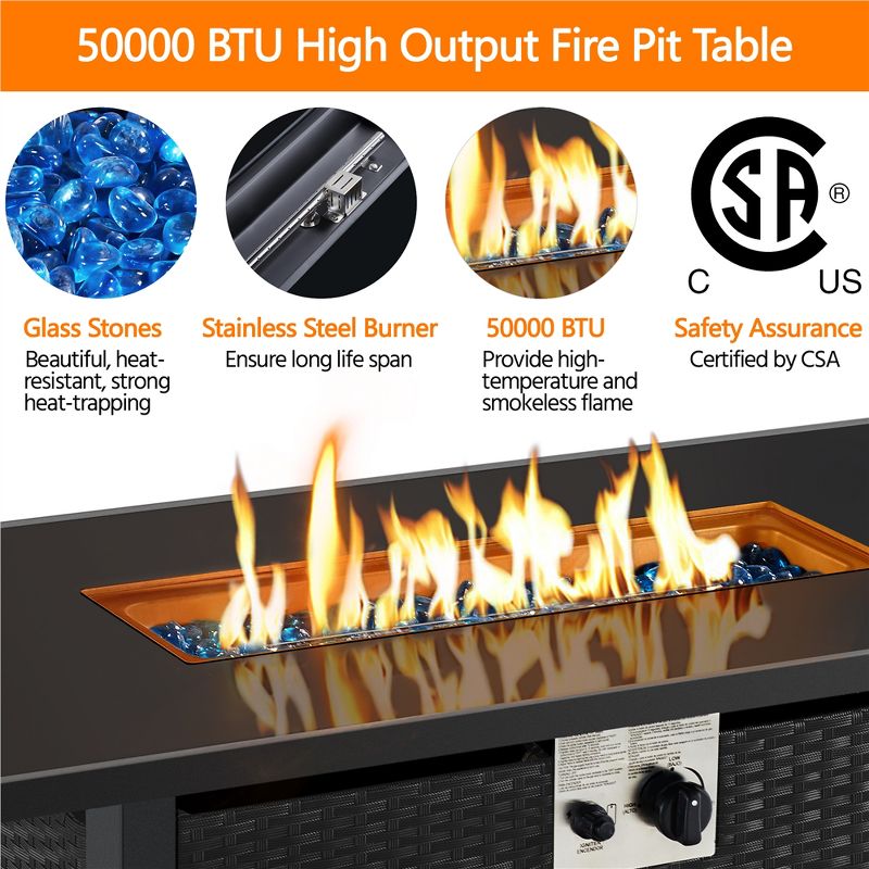Yaheetech Outdoor Gas Fire Pit Table 43 inch with Tempered Glass Tabletop, 4 of 9