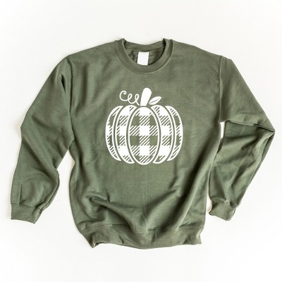 Simply Sage Market Women's Buffalo Plaid Pumpkin Gildan Sweatshirt
