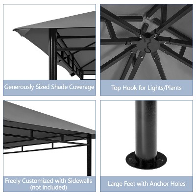 Gray Steel 11x11ft Water-Resistant Patio Gazebo