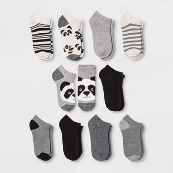Women's Panda 10pk Low Cut Socks - Xhilaration™ Black/White/Gray 4-10