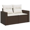 Patio Sofa with Cushions 2-Seater Brown Poly Rattan vidaXL - 2 of 4