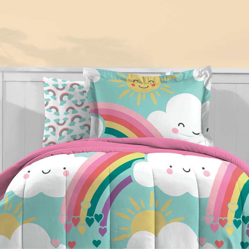 Twin Rainbow Flare Kids&#39; Bed in a Bag Teal - Dream Factory, 4 of 7