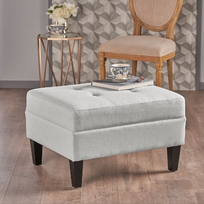 Modern Fabric Upholstered Ottoman with Birch Wood Legs-Christopher Knight Home