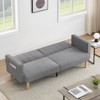 C 78 Inch Modern Convertible Futon Bed Storage Pocket Adjustable Backrest Plush Chenille Living Room Apartment Office Seating - 4 of 4