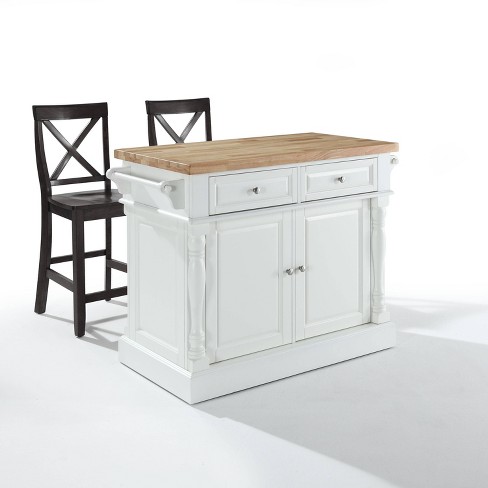 Crosley Oxford Butcher Block Top Kitchen Island in Black