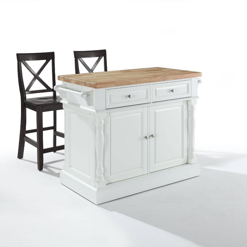 Oxford Kitchen Island with 2 Counter Height Barstools White - Crosley, 1 of 9