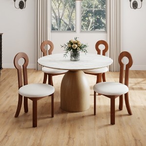 WJSHome Sheep Plush Upholstery Dining Chairs Set of 4, Rubberwood Dining Chairs, Retro Key Shape Design for Kitchen and Restaurant - 1 of 4